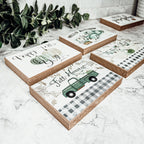 Fall Welcome Wooden Sign 6x4x1 Handmade Tiered Tray Shelf Mantel Decor BandsCo Straps