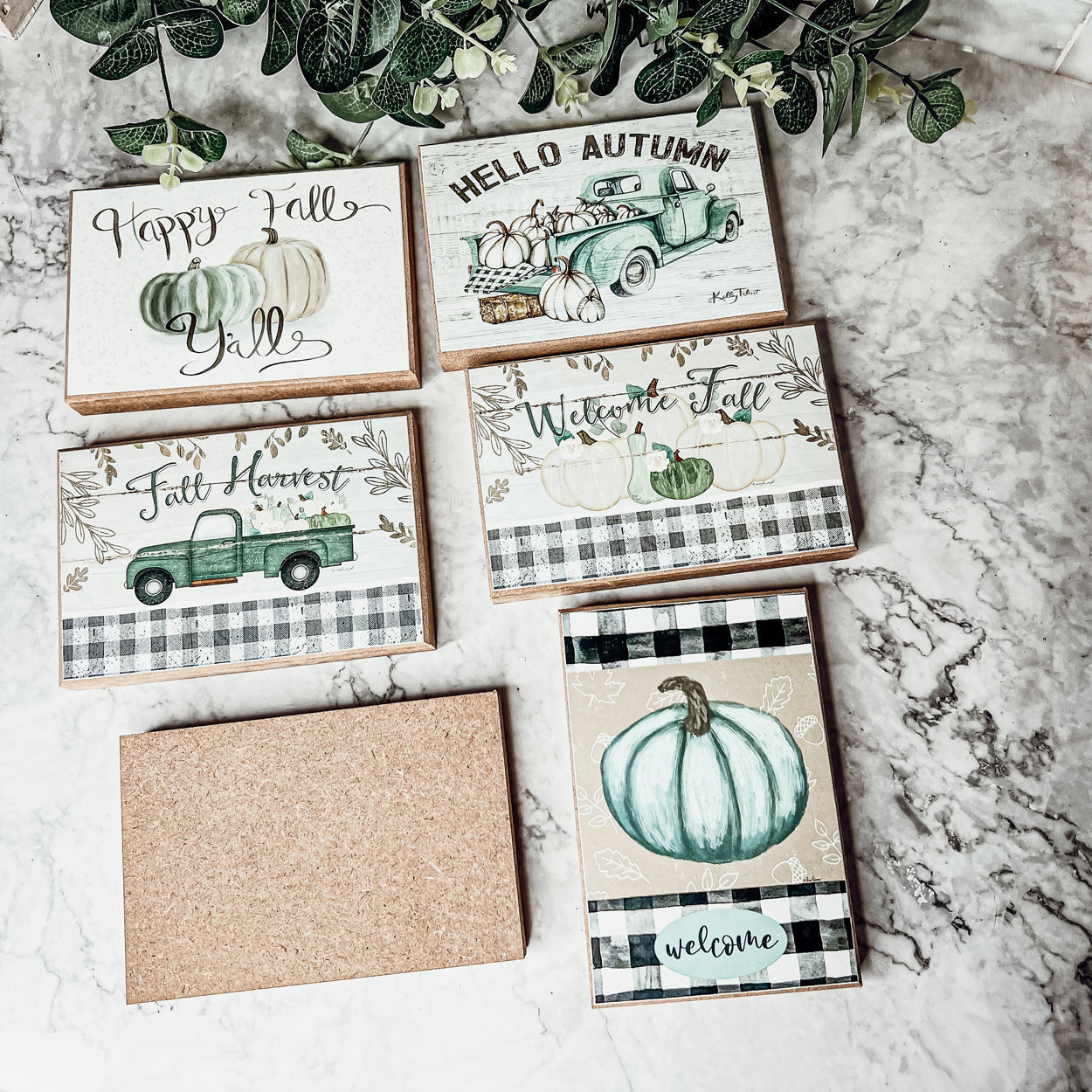 Fall Welcome Wooden Sign 6x4x1 Handmade Tiered Tray Shelf Mantel Decor BandsCo Straps