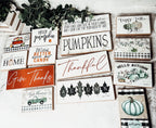 Pumpkins Wood Sign Rustic Fall Halloween Tabletop Shelf Mantel Decor 10x4x1 BandsCo Straps