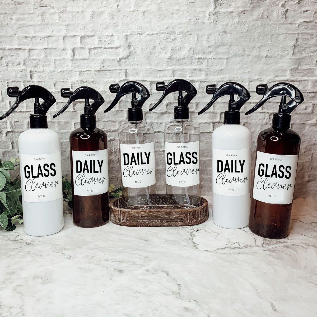 16oz Plastic Spray Bottles With White Or Black Waterproof Labels BandsCo Straps