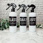 16oz Plastic Spray Bottles With White Or Black Waterproof Labels BandsCo Straps