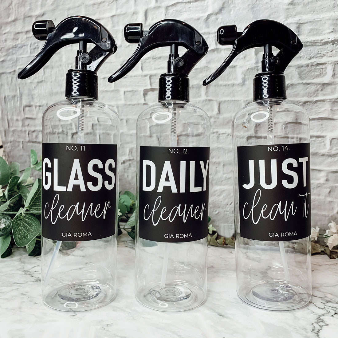 16oz Plastic Spray Bottles With White Or Black Waterproof Labels BandsCo Straps