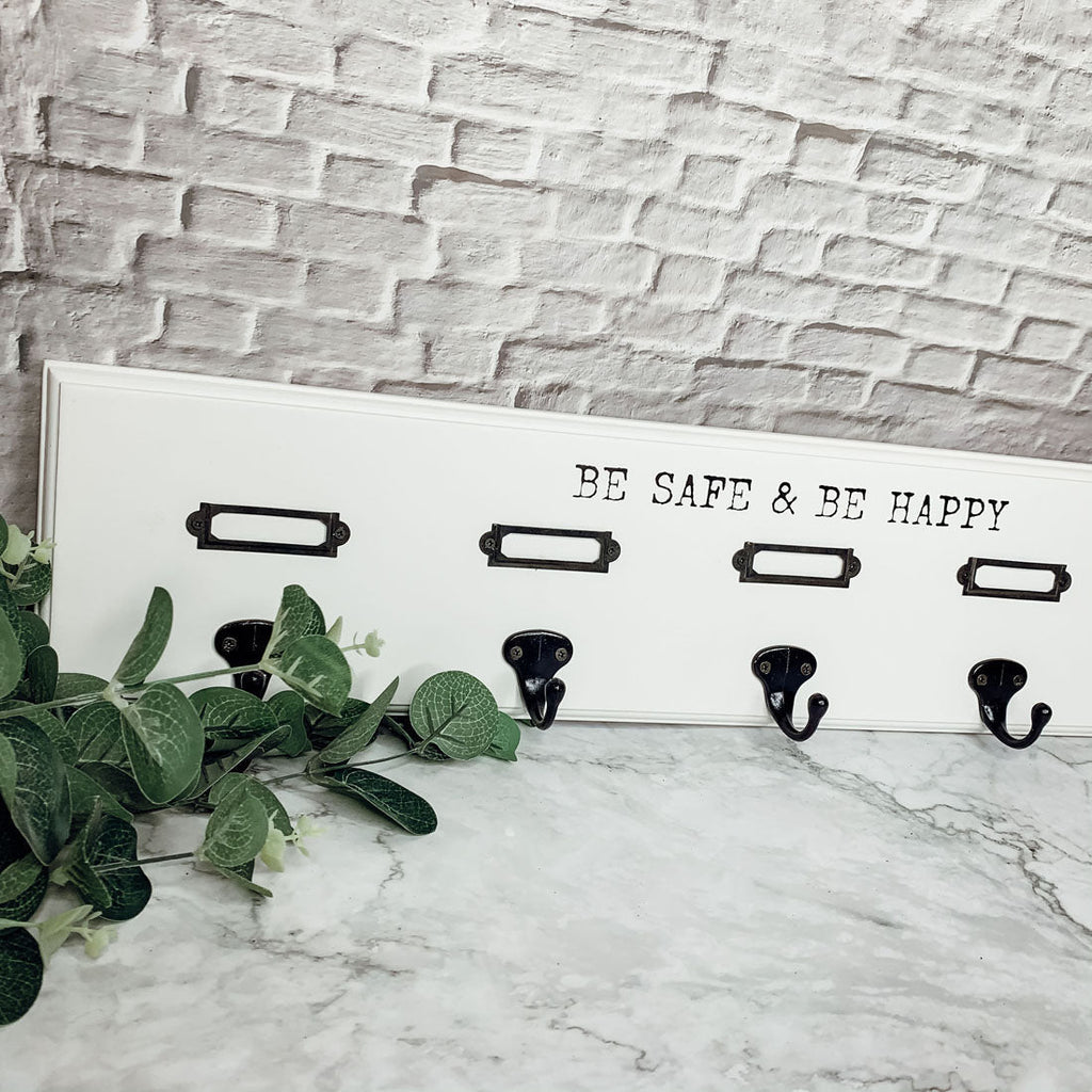 Wood Wall Mask And Hat Organizer With 6 Hooks For Coats Keys Scarves BandsCo Straps