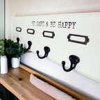 Wood Wall Mask And Hat Organizer With 6 Hooks For Coats Keys Scarves BandsCo Straps