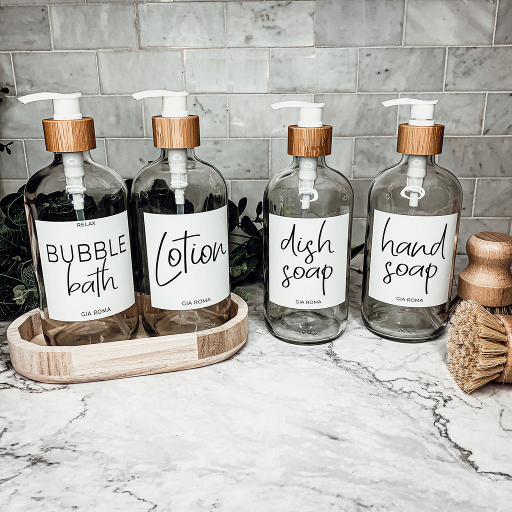16oz Glass Boston Round Bottle Clear With White Label - Multiple Pack BandsCo Straps