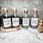 16oz Glass Boston Round Bottle Clear With White Label - Multiple Pack BandsCo Straps