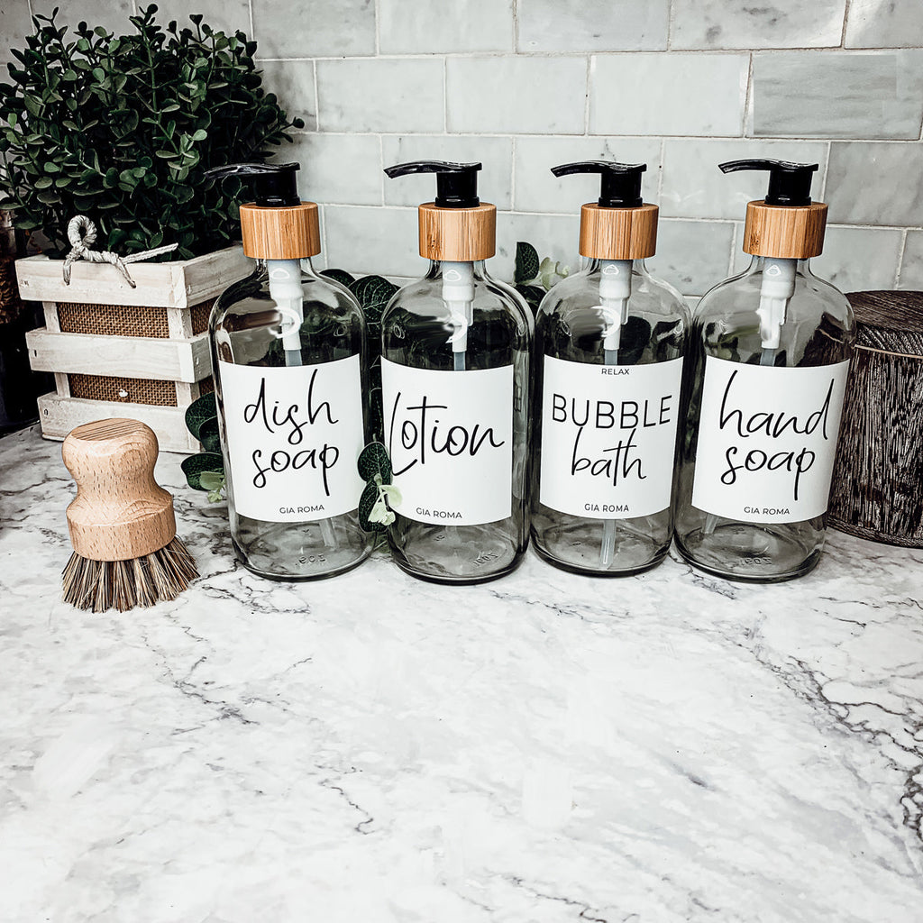 16oz Glass Boston Round Bottle Clear With White Label - Multiple Pack BandsCo Straps
