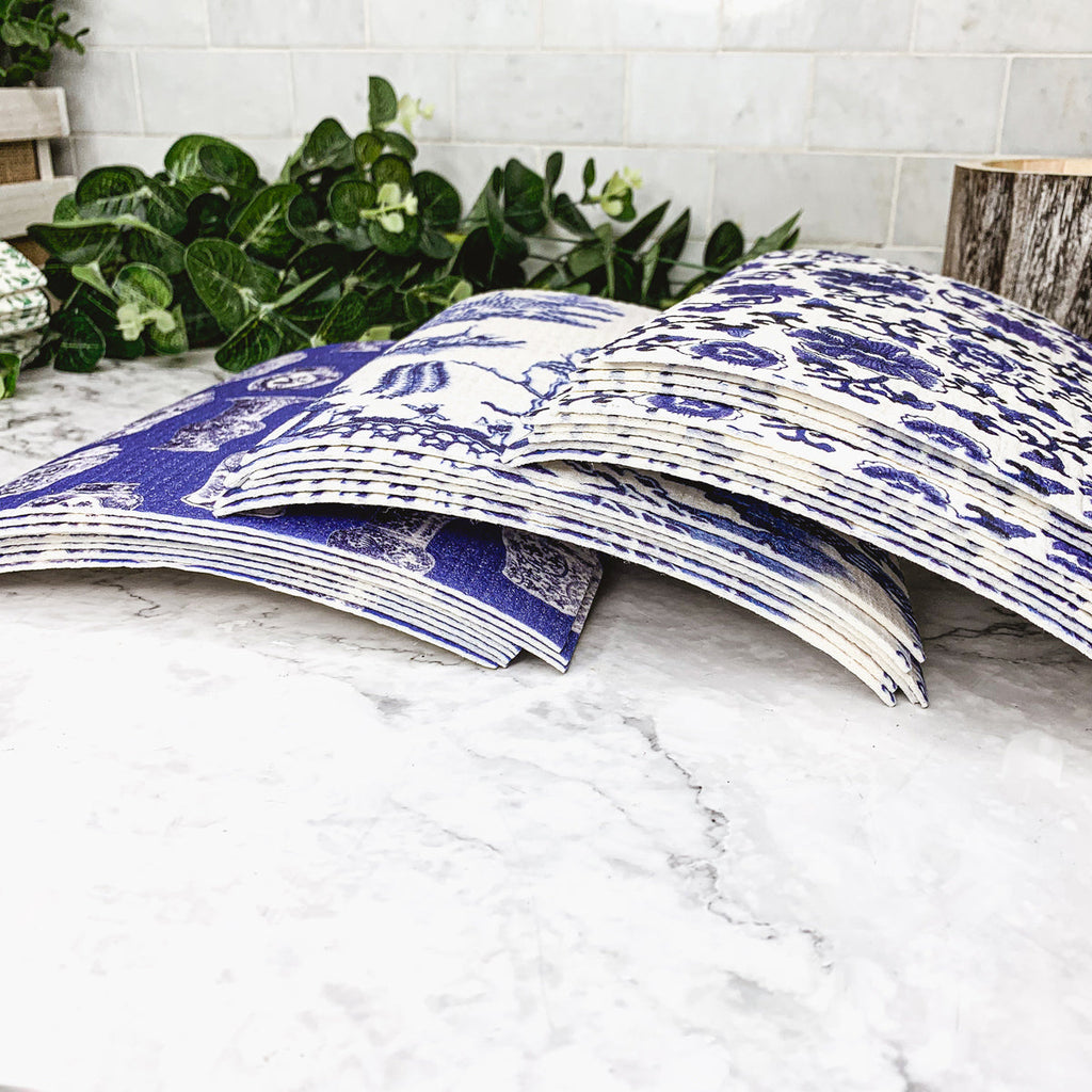 Chinoiserie Eco Kitchen Cloths - Biodegradable Cellulose Cotton, 3 Designs BandsCo Straps