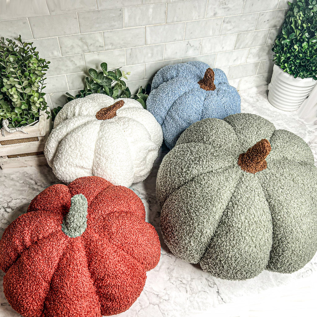 Plush Pumpkin Pillow Decorative Throw Handmade Fall Pumpkin Cuddle Cushion BandsCo Straps