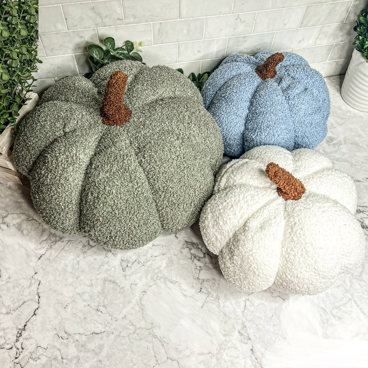 Plush Pumpkin Pillow Decorative Throw Handmade Fall Pumpkin Cuddle Cushion BandsCo Straps