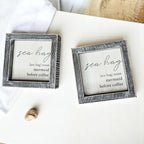Sea Hag Wooden Sign 5x5 Distressed Gray Frame Funny Morning Mermaid Pre Coffee Decor Plaque BandsCo Straps
