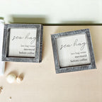 Sea Hag Wooden Sign 5x5 Distressed Gray Frame Funny Morning Mermaid Pre Coffee Decor Plaque BandsCo Straps