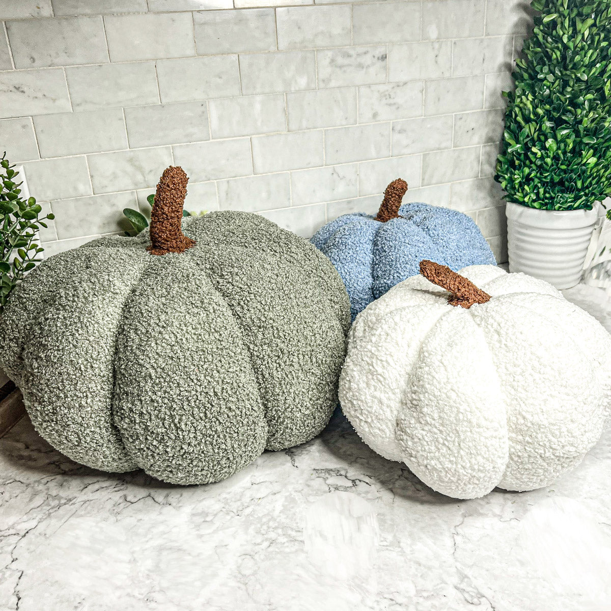 Plush Pumpkin Pillow Decorative Throw Handmade Fall Pumpkin Cuddle Cushion BandsCo Straps