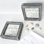 Sea Hag Wooden Sign 5x5 Distressed Gray Frame Funny Morning Mermaid Pre Coffee Decor Plaque BandsCo Straps