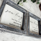 Sea Hag Wooden Sign 5x5 Distressed Gray Frame Funny Morning Mermaid Pre Coffee Decor Plaque BandsCo Straps