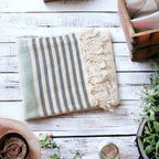 Mediterranean Cotton Bath Towel 180GSM Lightweight Gray Blue Summer BandsCo Straps