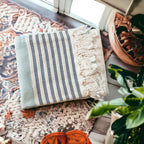 Mediterranean Cotton Bath Towel 180GSM Lightweight Gray Blue Summer BandsCo Straps