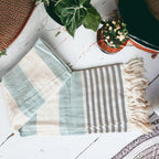 Mediterranean Cotton Bath Towel 180GSM Lightweight Gray Blue Summer BandsCo Straps