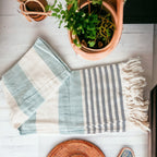 Mediterranean Cotton Bath Towel 180GSM Lightweight Gray Blue Summer BandsCo Straps