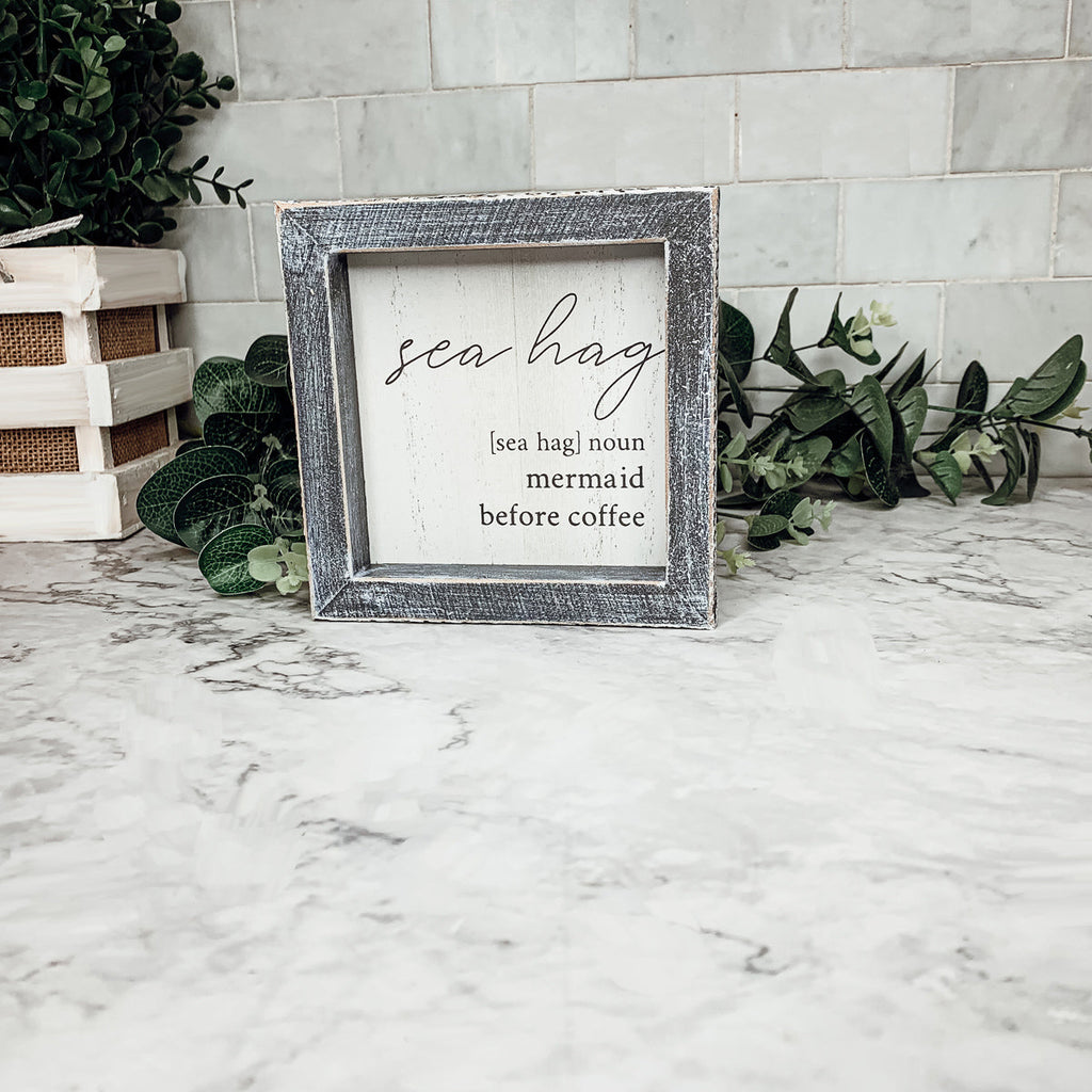 Beach Home Summer 5 Inch Wooden Sign Funny Coffee Quote Coastal Wall Decor Small Plaque BandsCo Straps
