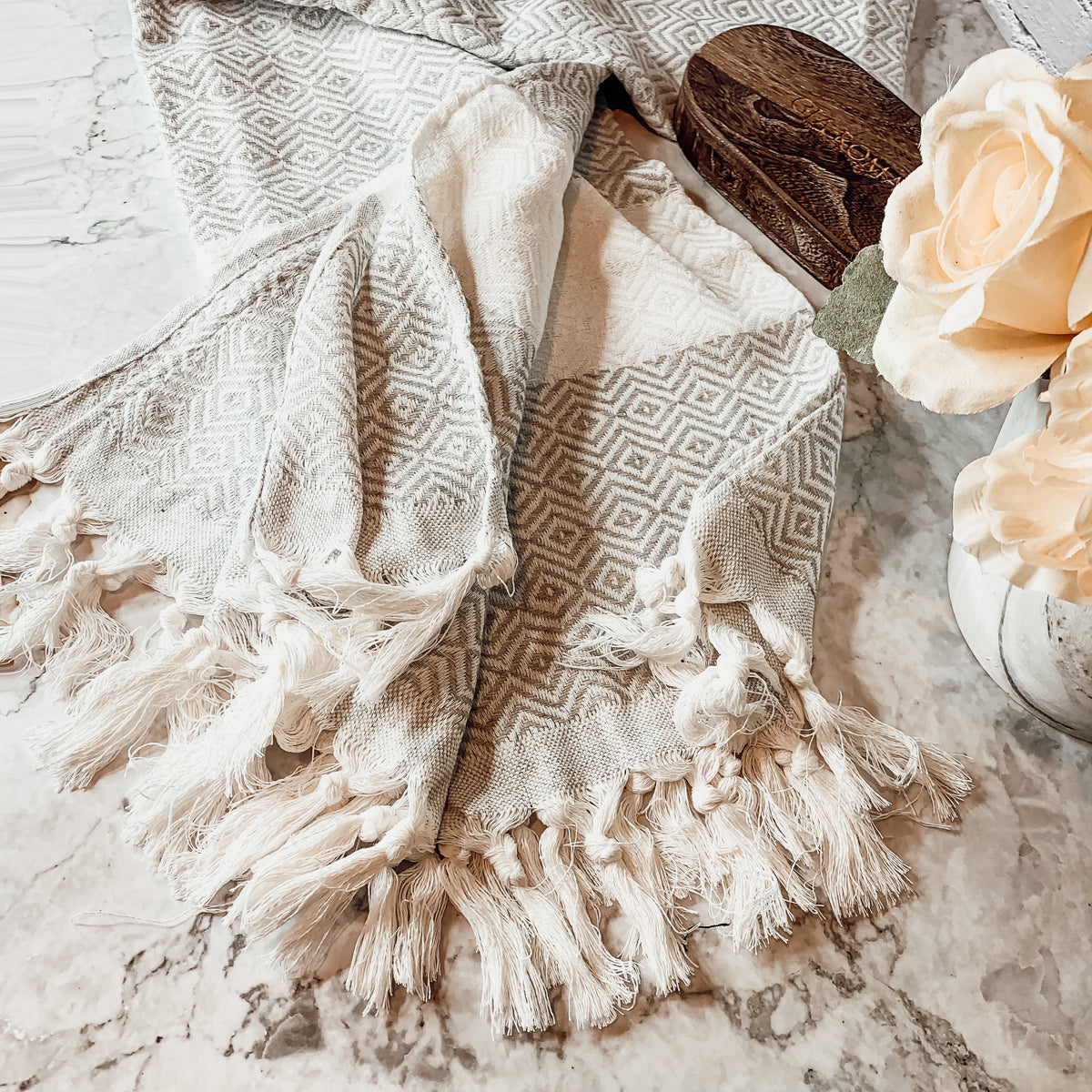 XL Turkish Cotton Towel 200GSM Oversized Bath, Pool, Hair and Picnic Towel BandsCo Straps