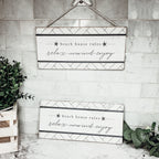 Beach House Hanging Signs - Coastal Door Wall Shelf Decor, 3 Styles, Summer BandsCo Straps
