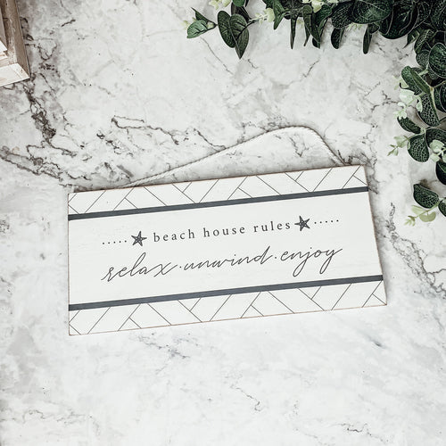 Beach House Hanging Signs - Coastal Door Wall Shelf Decor, 3 Styles, Summer BandsCo Straps