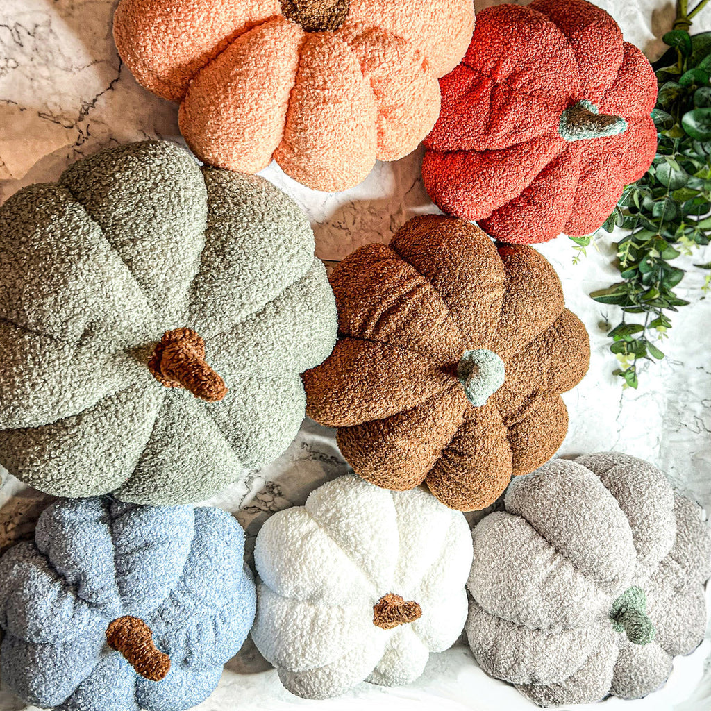 Plush Pumpkin Pillow Decorative Throw Handmade Fall Pumpkin Cuddle Cushion BandsCo Straps