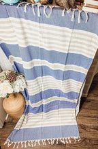 Mediterranean Cotton Bath Towel 180GSM Lightweight Gray Blue Summer BandsCo Straps
