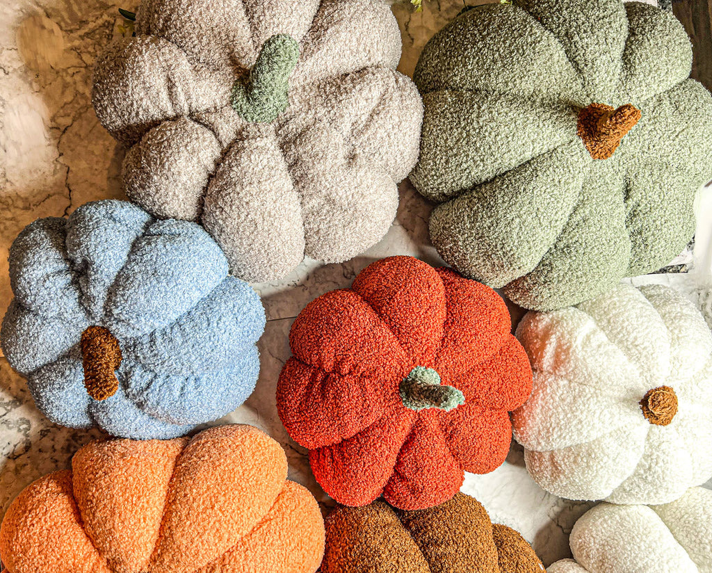 Plush Pumpkin Pillow Decorative Throw Handmade Fall Pumpkin Cuddle Cushion BandsCo Straps