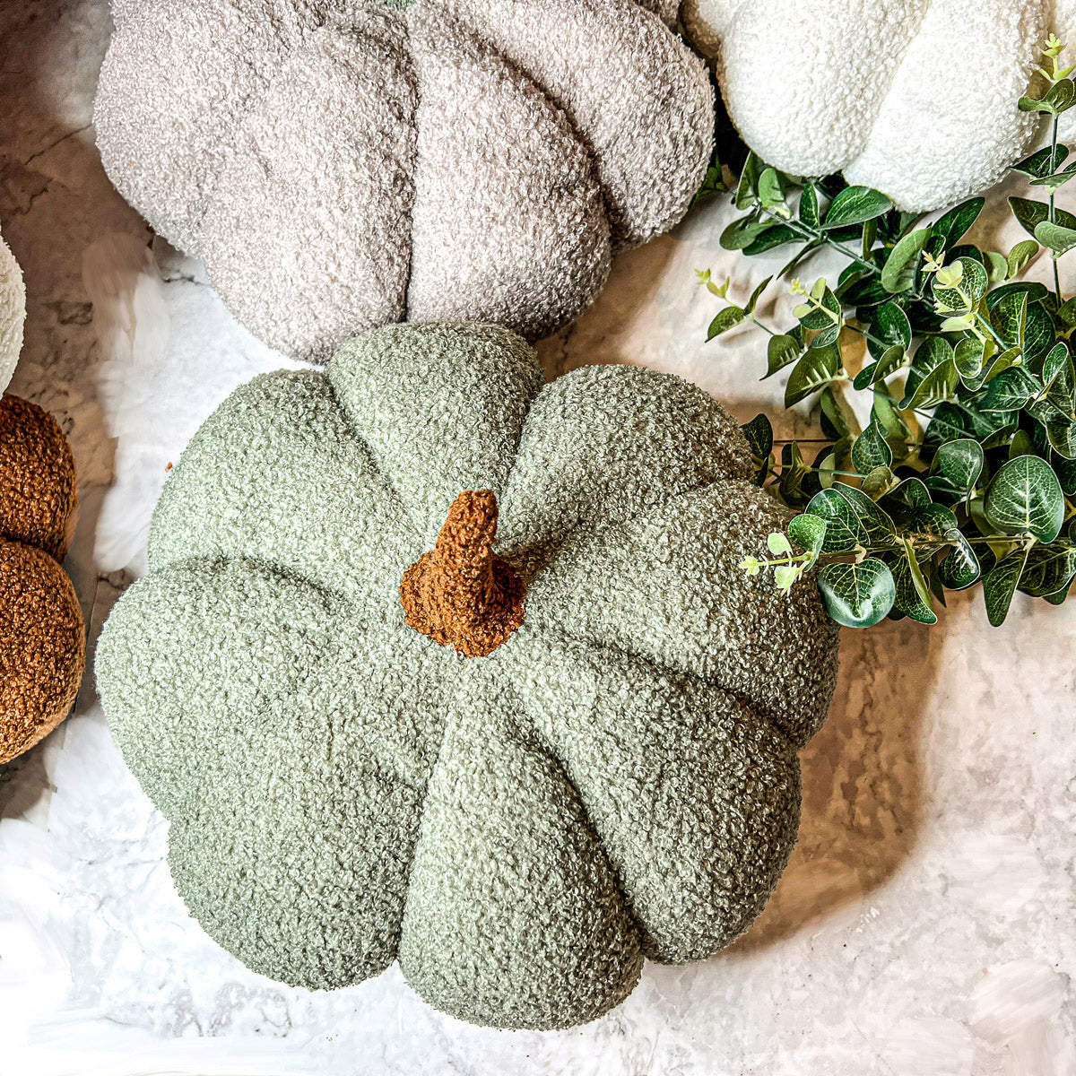 Plush Pumpkin Pillow Decorative Throw Handmade Fall Pumpkin Cuddle Cushion BandsCo Straps