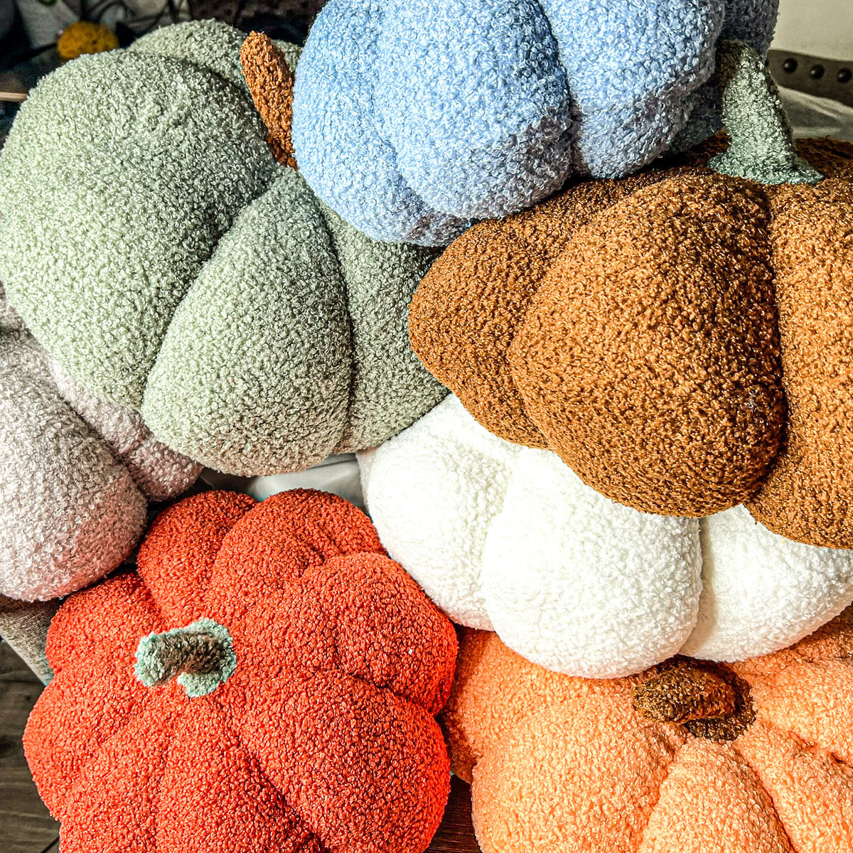 Plush Pumpkin Pillow Decorative Throw Handmade Fall Pumpkin Cuddle Cushion BandsCo Straps
