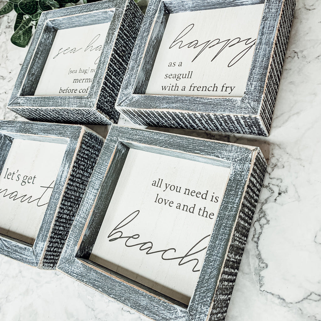 Beach Home Summer 5 Inch Wooden Sign Funny Coffee Quote Coastal Wall Decor Small Plaque BandsCo Straps