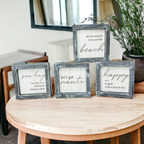Sea Hag Wooden Sign 5x5 Distressed Gray Frame Funny Morning Mermaid Pre Coffee Decor Plaque BandsCo Straps