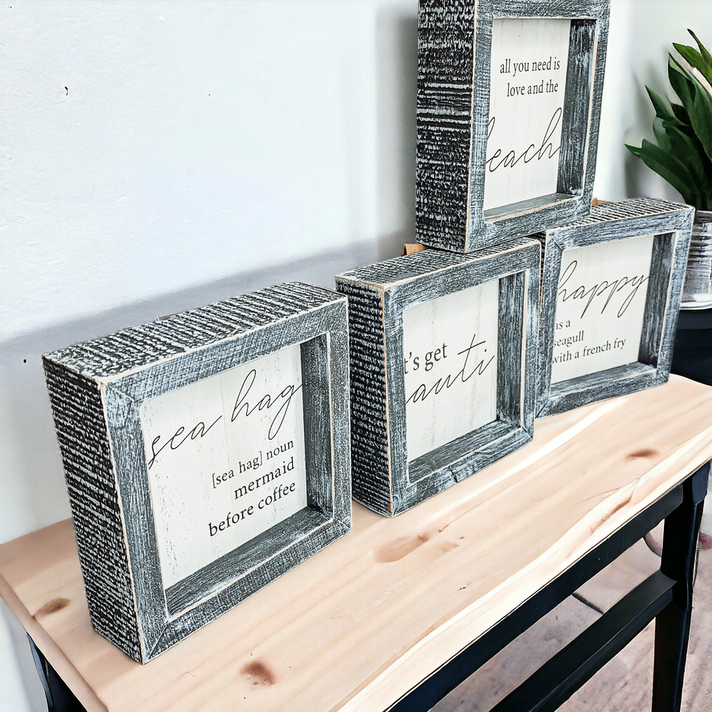 Beach Home Summer 5 Inch Wooden Sign Funny Coffee Quote Coastal Wall Decor Small Plaque BandsCo Straps