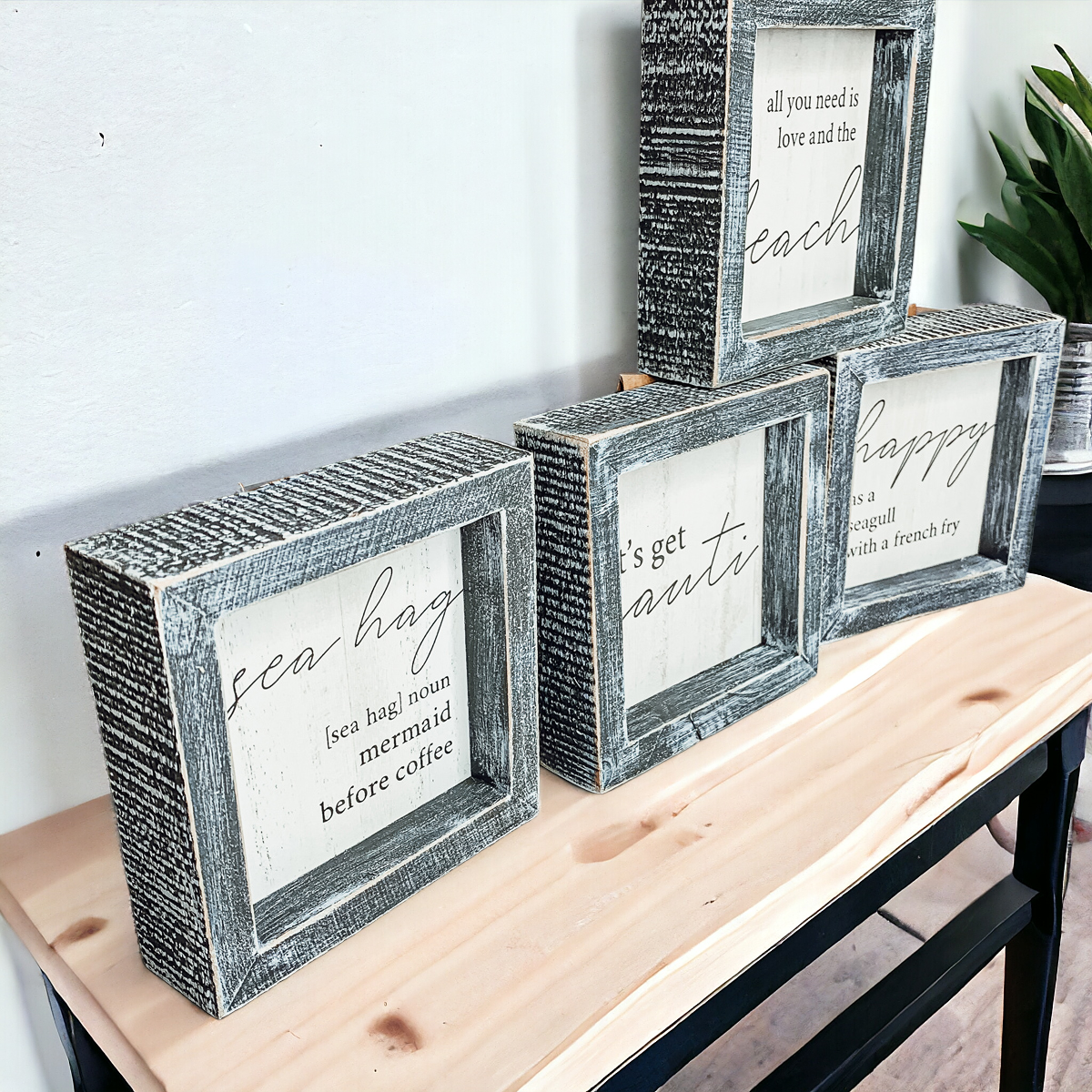 Beach Home Summer 5 Inch Wooden Sign Funny Coffee Quote Coastal Wall Decor Small Plaque BandsCo Straps