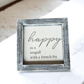 Happy As A Seagull Wooden Sign 5x5 Distressed Gray Frame Beach Decor Funny Coastal Gift BandsCo Straps