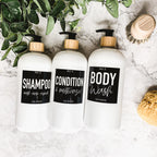 32oz White Plastic Refillable Dispenser Bottles - Reusable Soap Lotion Pump BandsCo Straps