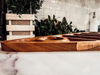 Oversized Acacia Wood Christmas Tree Charcuterie Board With Sectioned Serving BandsCo Straps