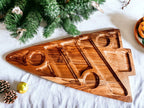 Oversized Acacia Wood Christmas Tree Charcuterie Board With Sectioned Serving BandsCo Straps