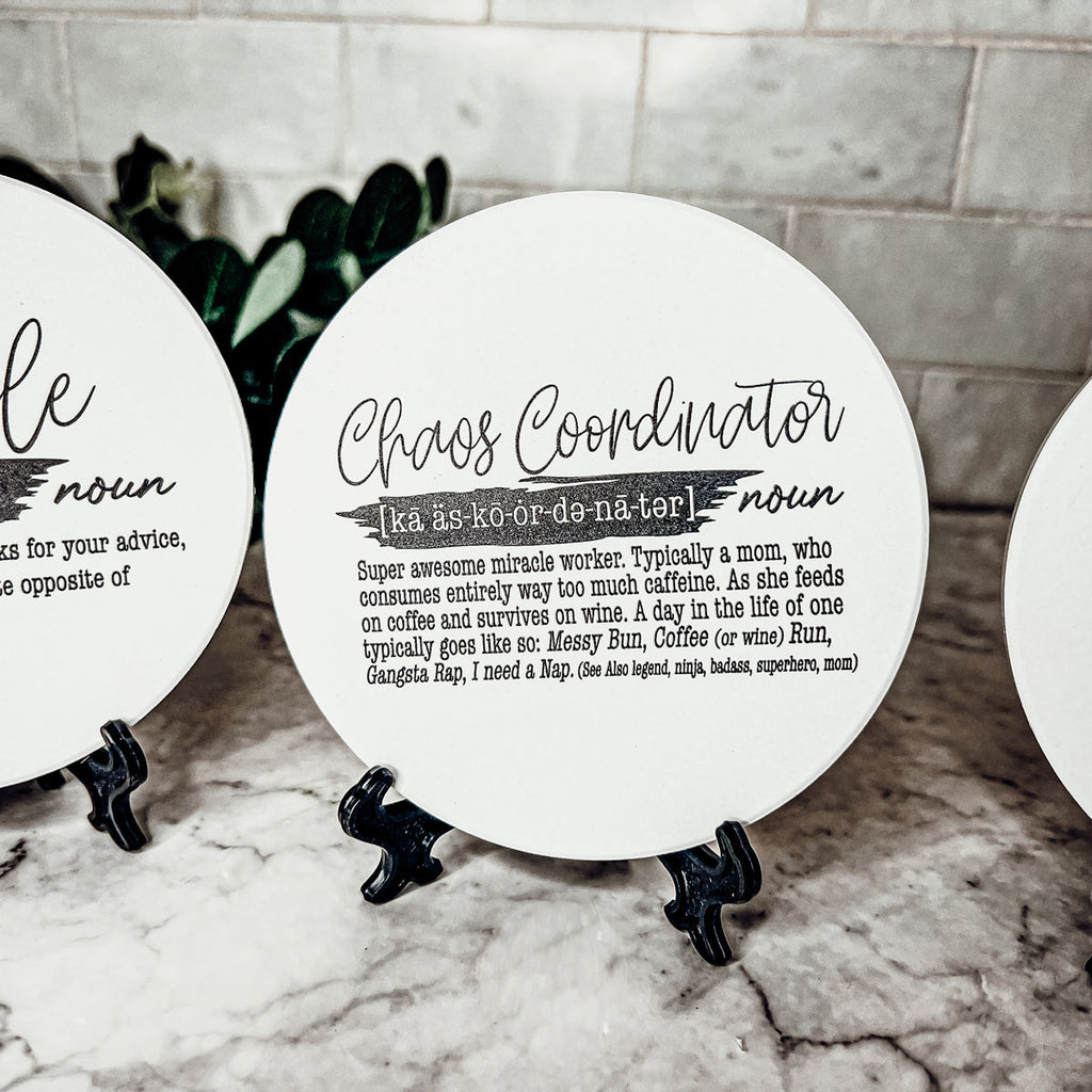 Adulting Funny Coaster Gift Set 6 Pack Humorous Quote Drink Coasters Home Bar Decor BandsCo Straps