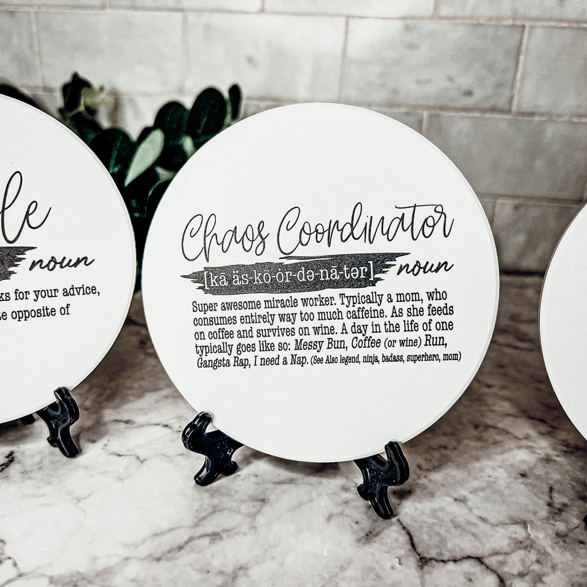 Adulting Funny Coaster Gift Set 6 Pack Humorous Quote Drink Coasters Home Bar Decor BandsCo Straps