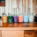 XL 24oz Two-Wick Scented Candle Clear Glass Jar With Lid 150+ Hour Burn BandsCo Straps