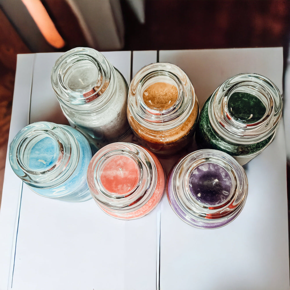XL 24oz Two-Wick Scented Candle Clear Glass Jar With Lid 150+ Hour Burn BandsCo Straps