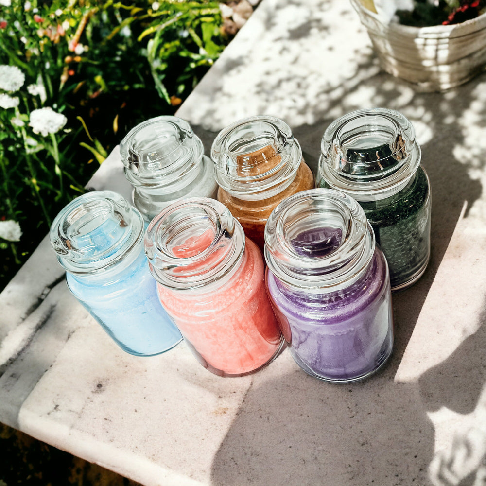 XL 24oz Two-Wick Scented Candle Clear Glass Jar With Lid 150+ Hour Burn BandsCo Straps