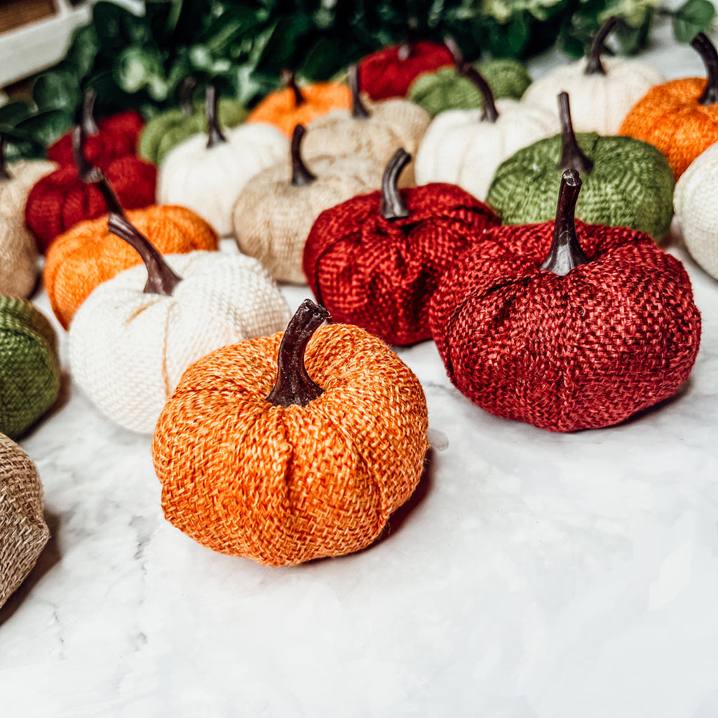 Jute Mini Pumpkins Rustic Fall Decor Set Handmade Jute Cotton Table Accents BandsCo Straps