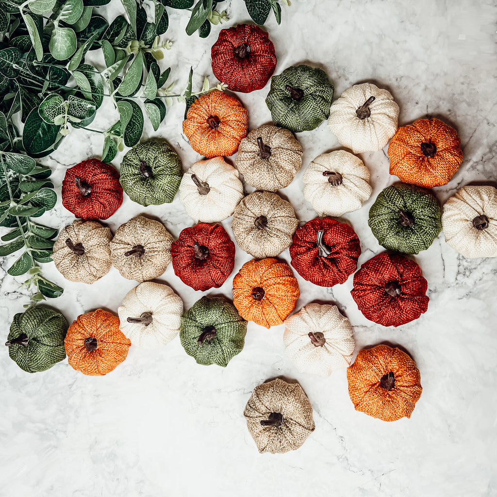 Jute Mini Pumpkins Rustic Fall Decor Set Handmade Jute Cotton Table Accents BandsCo Straps