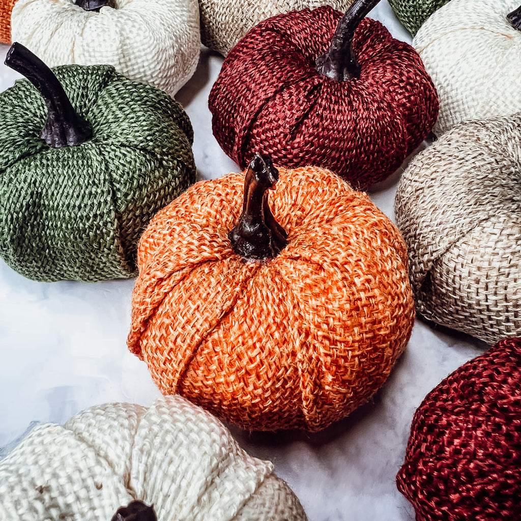 Jute Mini Pumpkins Rustic Fall Decor Set Handmade Jute Cotton Table Accents BandsCo Straps