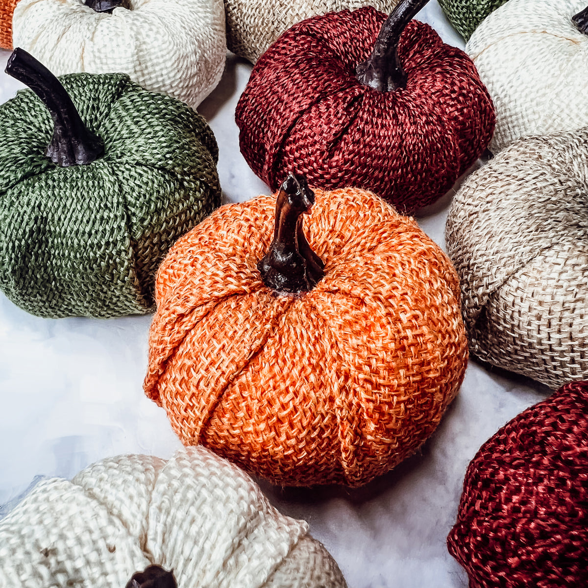 Jute Mini Pumpkins Rustic Fall Decor Set Handmade Jute Cotton Table Accents BandsCo Straps
