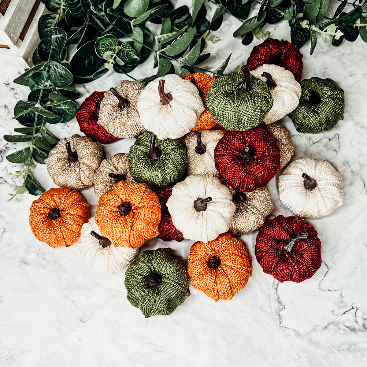 Jute Mini Pumpkins Rustic Fall Decor Set Handmade Jute Cotton Table Accents BandsCo Straps